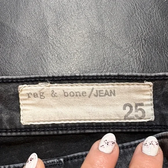 rag & bone Women's Black Acid-Wash Skinny Jeans - Picture 6 of 8
